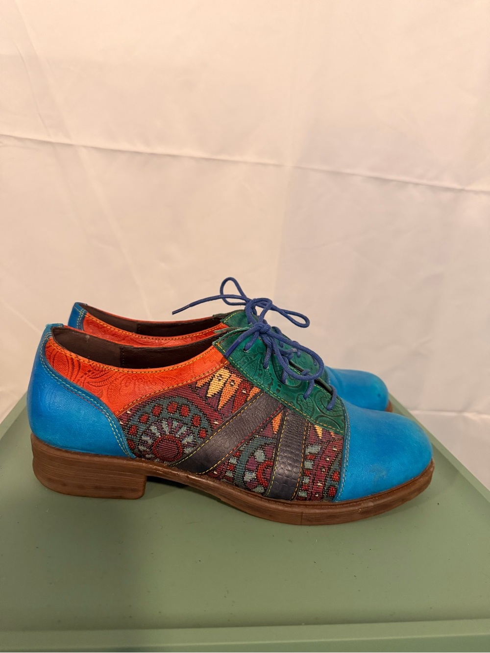 Women’s Socofy Multi-Colored Oxford Shoes (Size 41 = Women’s 10)